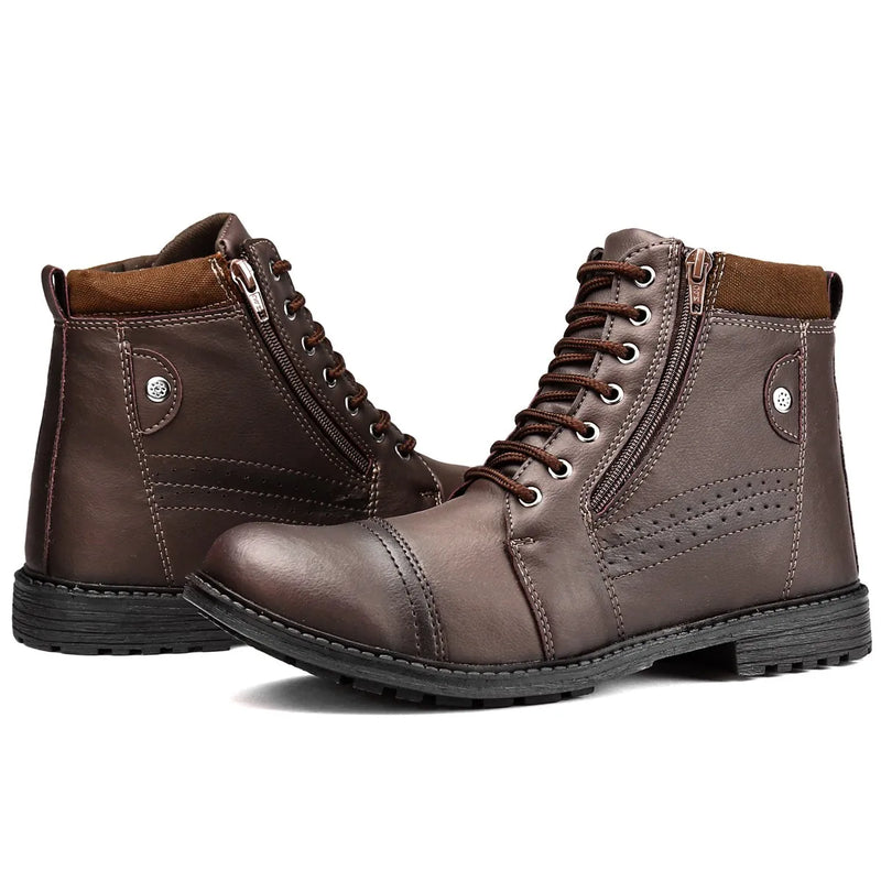 Botas Casuais Masculinas Cano Curto Com Zíper Lateral