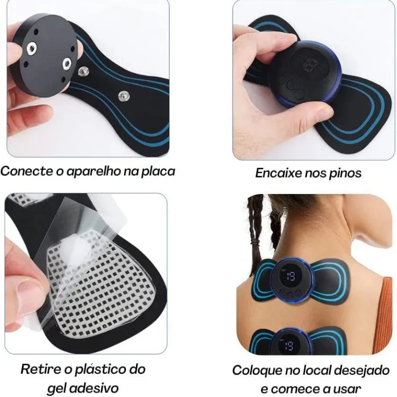 Mini Massageador EMS Estimulador Elétrico Portátil