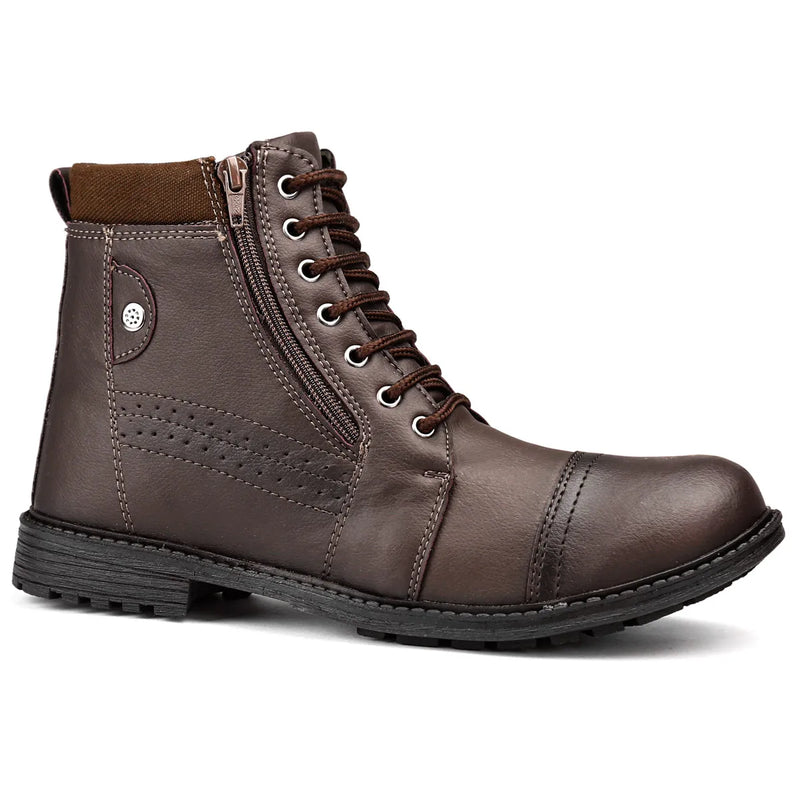 Botas Casuais Masculinas Cano Curto Com Zíper Lateral