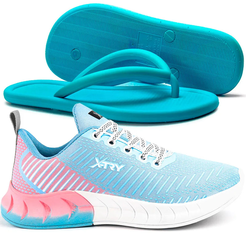 Kit Tênis Esportivo Caminhada+Chinelo Flip Flop