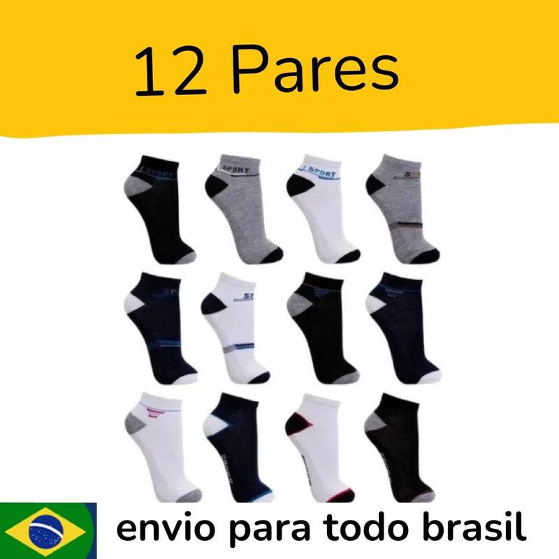 Kit 12 Pares De Meias Esportiva Adulto - Modelo Plug