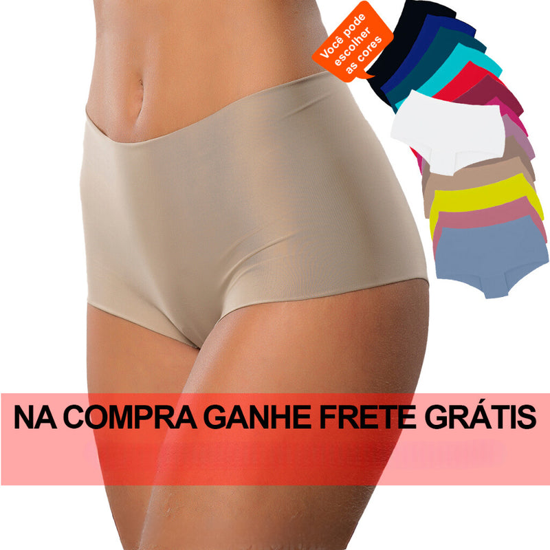 Kit 3 Calcinhas Cueca Boxer Feminina Sem Costura Corte Laser