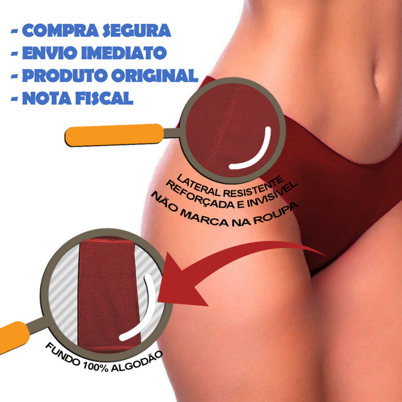 Kit 3 Calcinhas Cueca Boxer Feminina Sem Costura Corte Laser