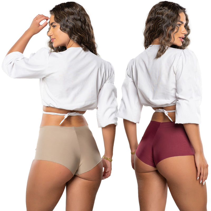 Kit 3 Calcinhas Cueca Boxer Feminina Sem Costura Corte Laser