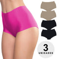 Kit 3 Calcinhas Cueca Boxer Feminina Sem Costura Corte Laser