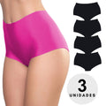 Kit 3 Calcinhas Cueca Boxer Feminina Sem Costura Corte Laser