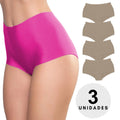 Kit 3 Calcinhas Cueca Boxer Feminina Sem Costura Corte Laser