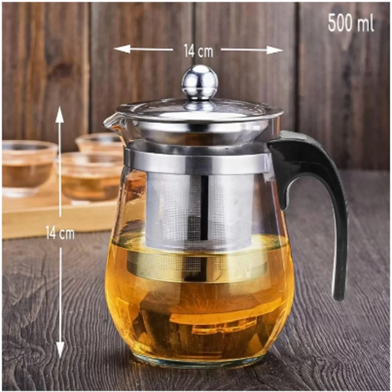 Chaleira De Chá Em Vidro 900ml Com Infusor