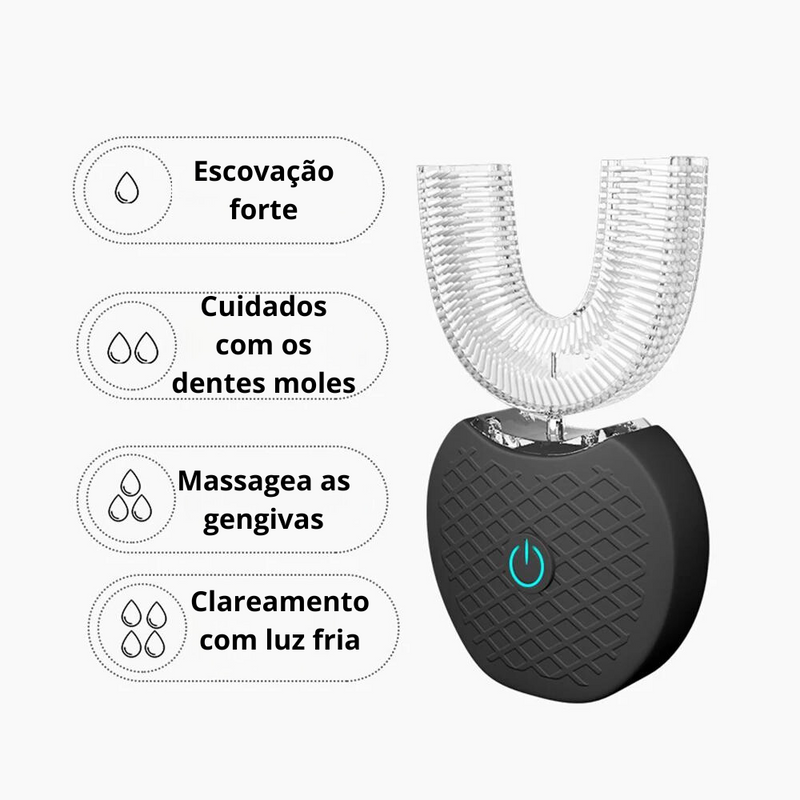 Escova De Dentes Elétrica Automática Inteligente 360º graus Tipo U