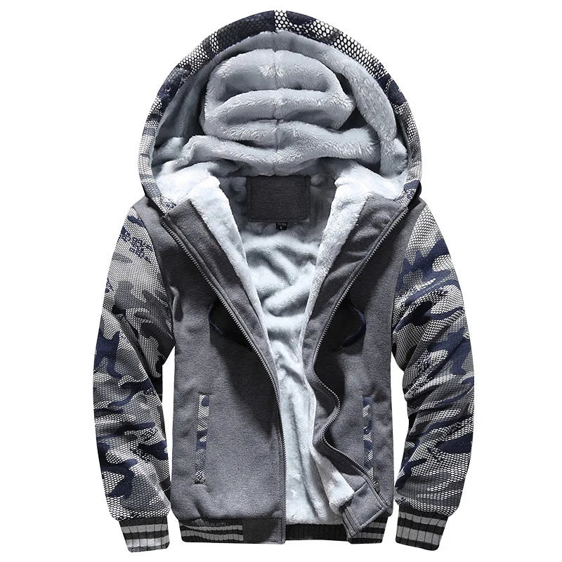 Jaqueta De Inverno Masculina Camuflagem Capuz