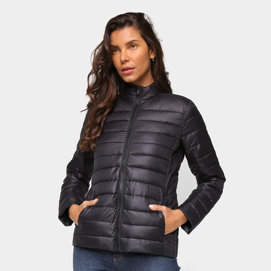 Jaqueta Feminina Bobojaco Preta Nylon Puffer