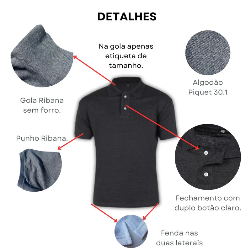 Kit 3 Camisas Gola Polo Estilo Piquet