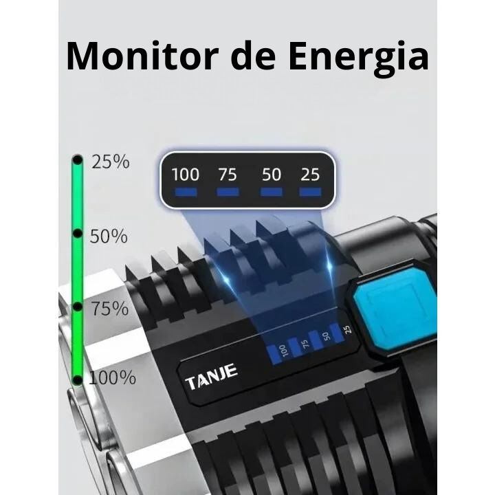 Lanterna Alta Potência Alcance 4led +COB Usb Recarregável