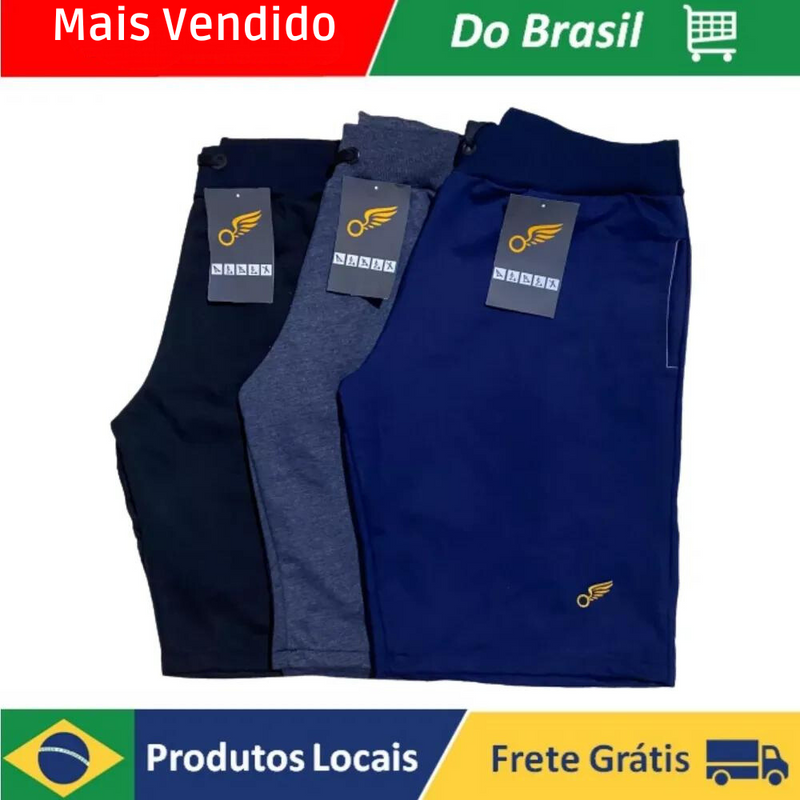 Kit Com 3 Bermudas Moleton Masculino