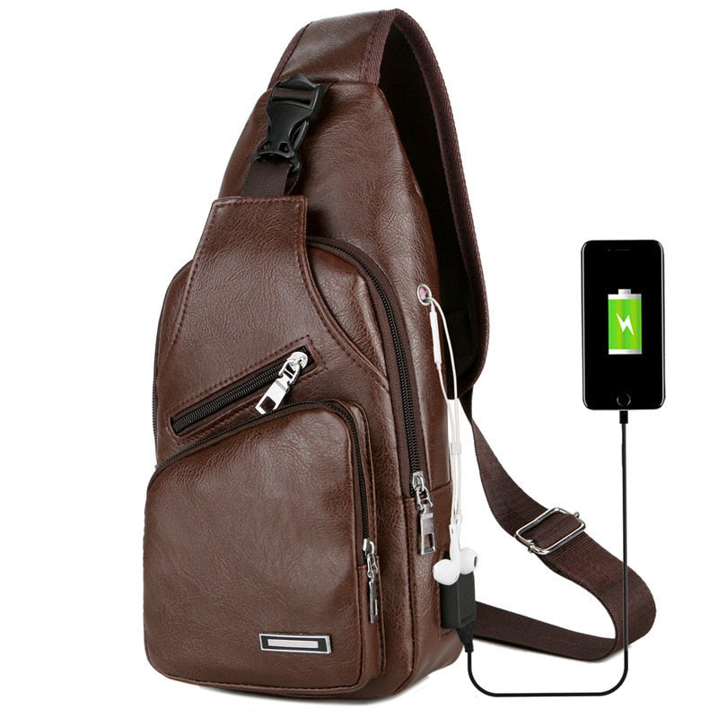 Bolsa Masculina Multifuncional Com Carregamento USB