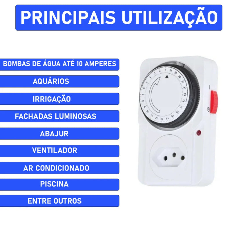 Tomada Inteligente Temporizador Analógico Timer Manual Tomada Liga Desliga Energia 110v / 220v