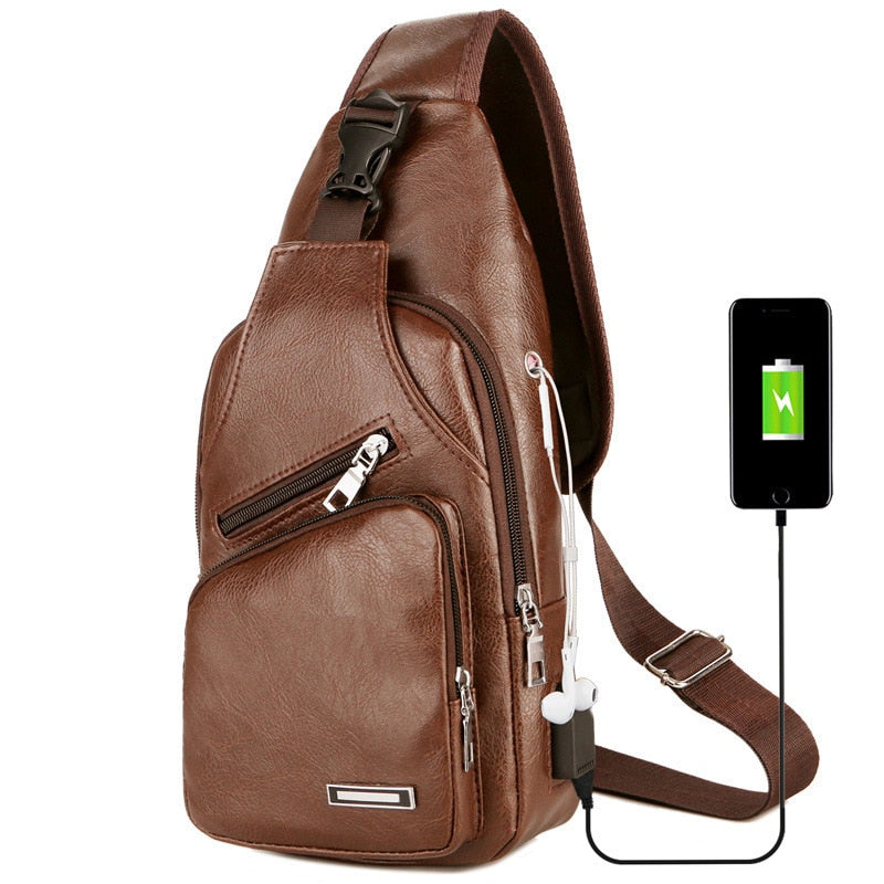 Bolsa Masculina Multifuncional Com Carregamento USB