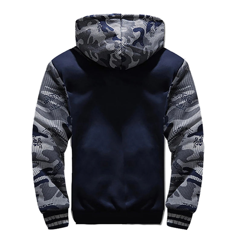 Jaqueta De Inverno Masculina Camuflagem Capuz