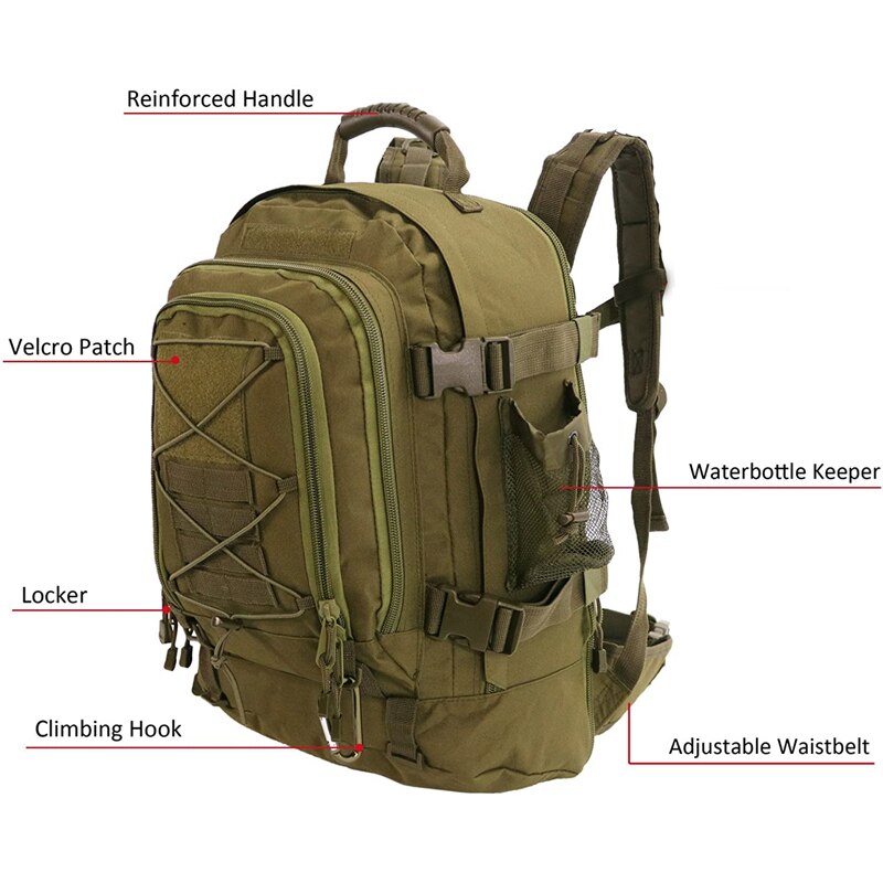 Mochila Tática Militar Expansível 60L