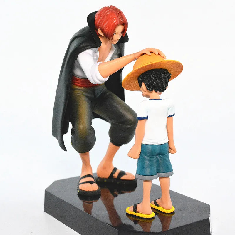 Estatueta Anime Luffy Chapéu De Palha e Shanks - 18cm