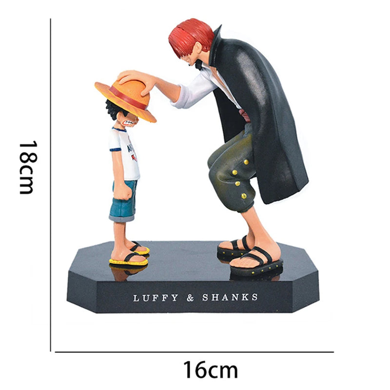 Estatueta Anime Luffy Chapéu De Palha e Shanks - 18cm