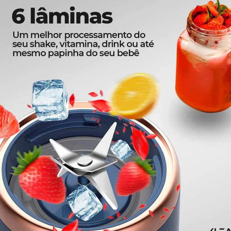 Mini Liquidificador Portátil 6 Lâminas De Suco De Alimentos