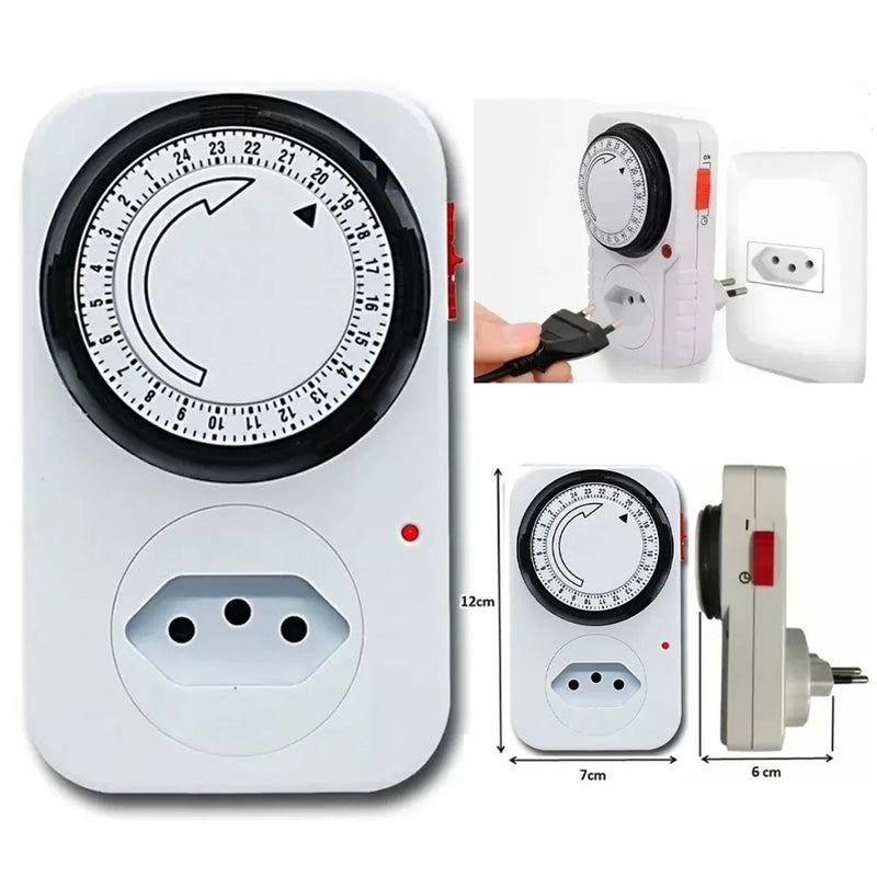 Tomada Inteligente Temporizador Analógico Timer Manual Tomada Liga Desliga Energia 110v / 220v