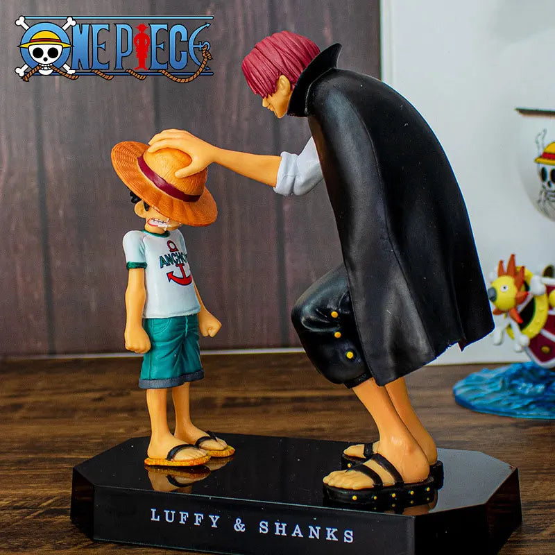 Estatueta Anime Luffy Chapéu De Palha e Shanks - 18cm