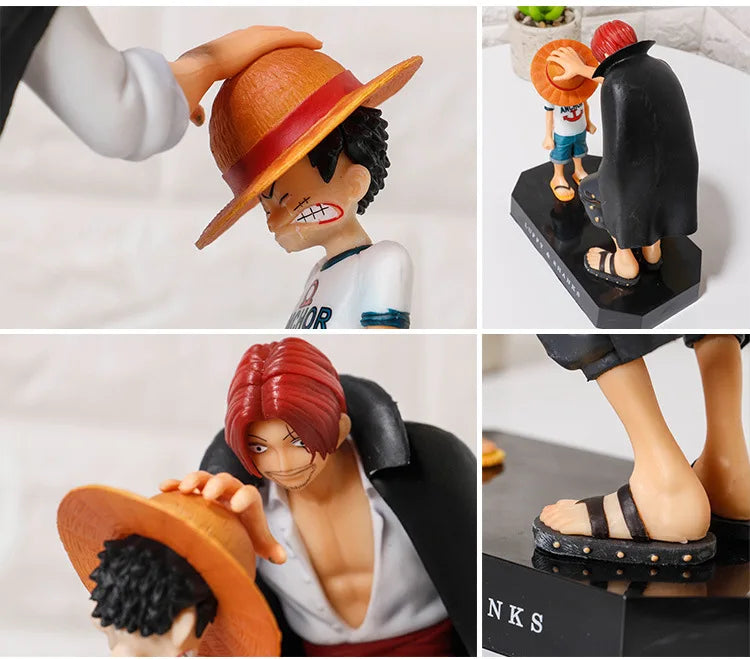 Estatueta Anime Luffy Chapéu De Palha e Shanks - 18cm