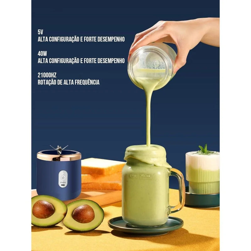 Mini Liquidificador Portátil 6 Lâminas De Suco De Alimentos