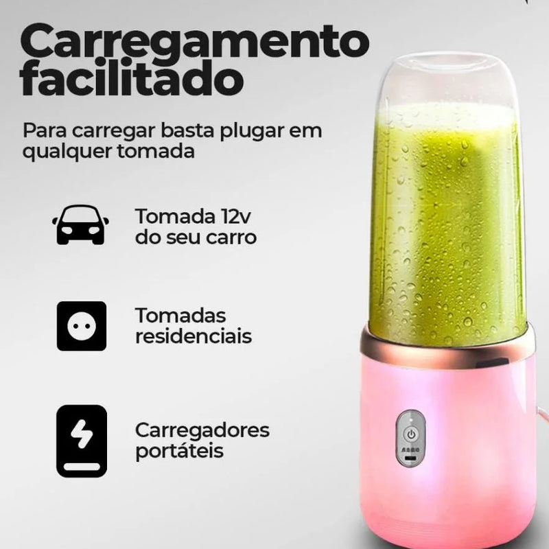 Mini Liquidificador Portátil 6 Lâminas De Suco De Alimentos