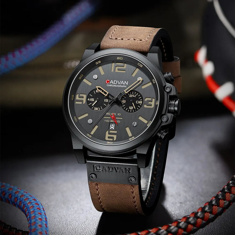 Relógio Masculino Pulseira De Couro Militar - CADVAN