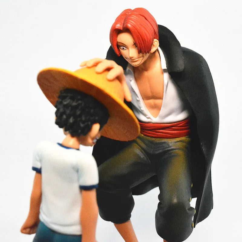 Estatueta Anime Luffy Chapéu De Palha e Shanks - 18cm