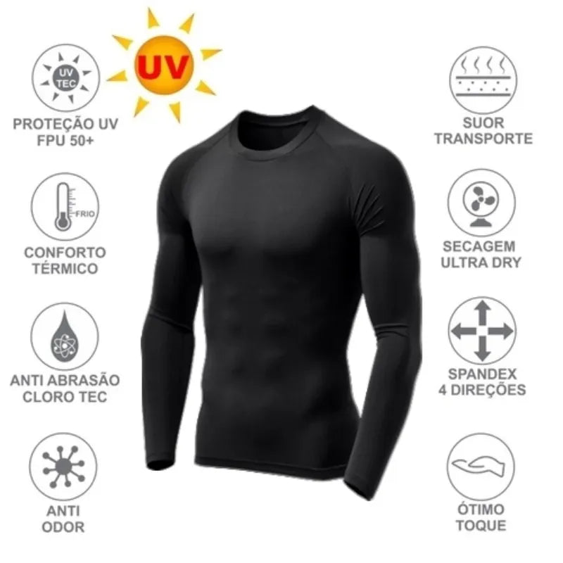 Kit 3 Camiseta Proteção Solar Térmica Compressão  UV 50 Unissex