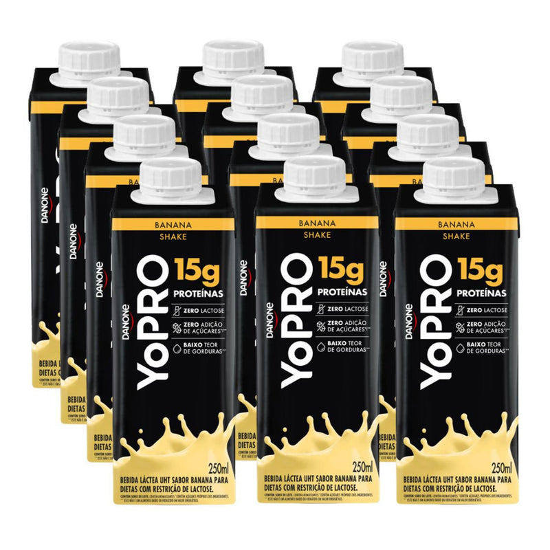 YoPRO Bebida Láctea UHT Banana 15g de proteínas 250ml Pack 12/24 Unidades