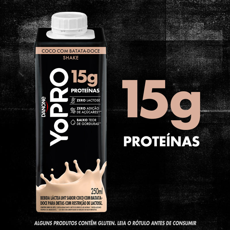 YoPRO Bebida Láctea UHT Coco+Batata Doce15g De Proteínas 250ml Pack 6 Unidades