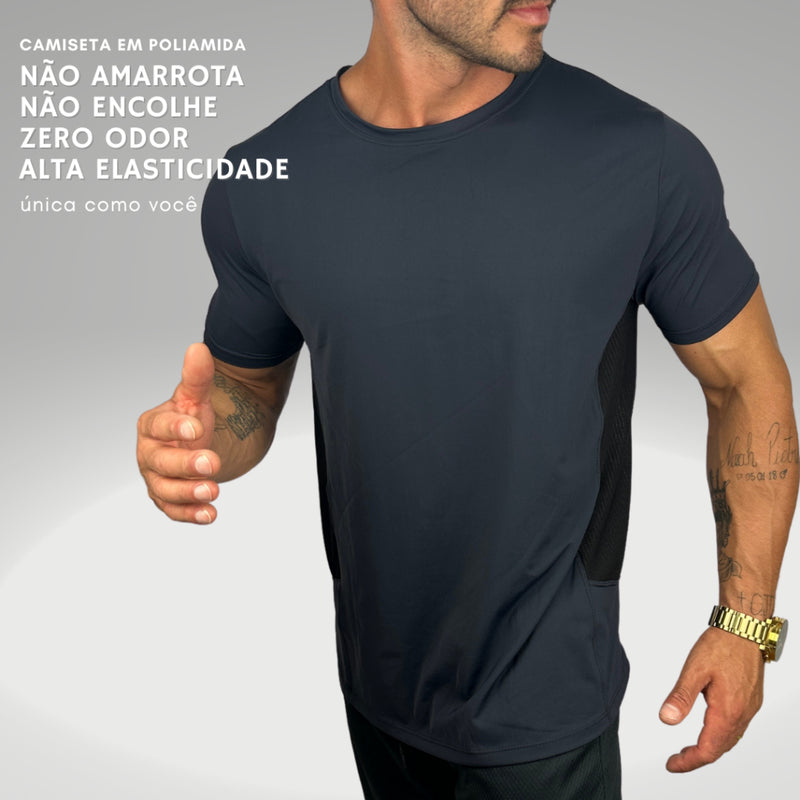 Camiseta Masculina Malha Fria Não Amarrota Poliamida Academia