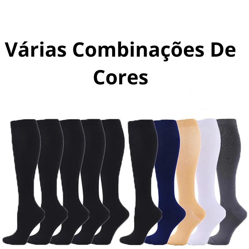 5 Pares De Meias De Compressão Unissex - 30 mmhg